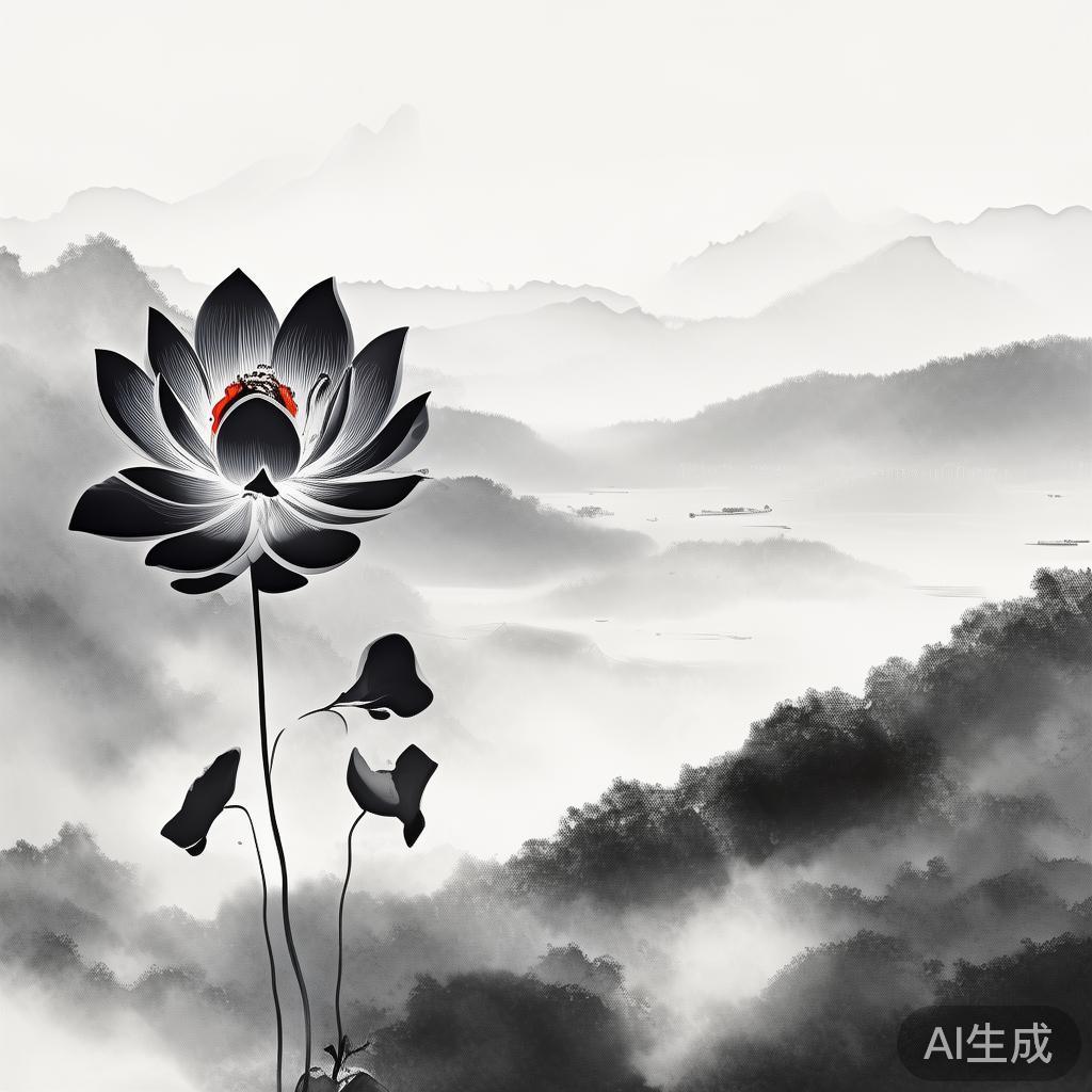 水墨数字莲花